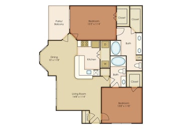 B3 2D floor plan image  at The Villages of Briar Forest, Houston, 77077